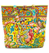 NWT Vera Bradley Provençal Floral Quilted Tote Bag Yellow Red Turquoise Print Photo 0