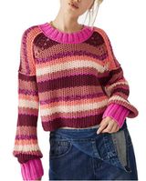 Free People Women's Devon Open-Knit Long-Sleeve Sweater Photo 0