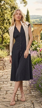 NWT Marine Layer Camila Maxi Dress Navy Blue Size XS Hemp Tencel Stretch Photo 0
