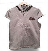 Harley Davidson Vintage Y2K Sleeveless Hoodie Vest Beige Zip Up Womens Medium Photo 0