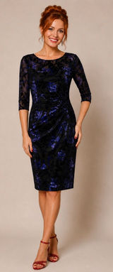 Tahari Arthur S. Levine Floral Velvet Burnout Dress - Size 10 Photo 0