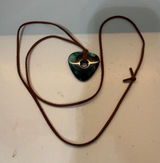 Handcrafted Green Heart Pendant Necklace on Brown Suede Cord Photo 0