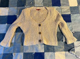 San Francisco Cropped Ribbed Cardigan XL Cream Button Front Flare Sleeve Photo 0