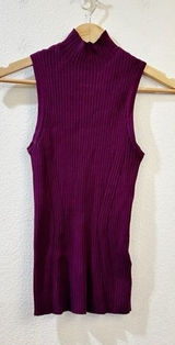 Madewell Ribbed Mock-neck Sweater Tank in Wine Size Small Photo 0