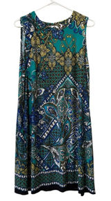 AGB Women Size Large Dress Sleeveless Stretch Paisley Office Career‎ Summer City Photo 0