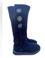 UGG Australia Tall Black Cardy Knit Women’s Button Sock Boots size 6 Photo 0