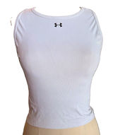 Under Armour Women’s White Cropped Athletic Tank Top Stretch Round Neck Size S Photo 0