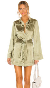 Silk green long sleeve mini dress revolve Photo 0