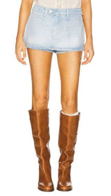 Free People Galivanting Skort in Aegean 26 New Womens Denim Jean Skirt Shorts Photo 0