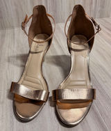 Lulus Rose Gold Metallic Ankle Strap Heels Sandals Womens 10 Sleek Minimalist Photo 0
