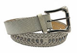 Rhinestone Studded Western Belt Cream Faux Snakeskin M/L Cowgirl Festival‎ Boho Photo 0