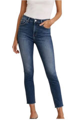 AGOLDE Sophie Mid Rise Ankle Skinny Jeans Dark Wash Frayed Raw Hem Size 31 Photo 0