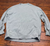 Aerie Womens XXS Waffle Knit Crewneck Sweatshirt Sage Green Striped Oversized Photo 0