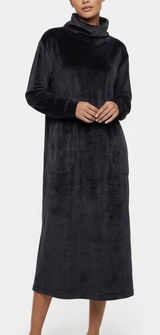 Softies NWT Feather Velour Funnel Neck Lounge Dress‎ Black Size Large Photo 0