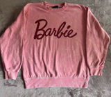 Barbie Pink Acid Wash Glitter Logo Crewneck Sweatshirt Womens Medium Photo 0