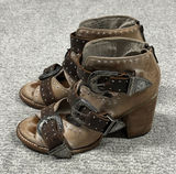 Freebird Steven Violet Studded Sandals Womens 8 Distressed Brown Western Booties Photo 0