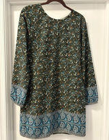 Abercrombie & Fitch Floral Long Sleeve Shift Dress with Blue Paisley Hem Size M Photo 0