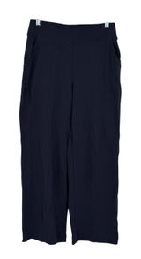 Pact Airplane Pintuck Wide Leg Pants Women's M Navy Organic Cotton Pull On Photo 0