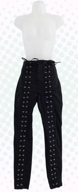 ALC Kingsley Black High Waist Skinny Leg Lace Up Corset Style Pants Size 0 Photo 0