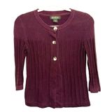 Eddie Bauer Burgundy Ribbed Cardigan XS Cotton Button‎ Front Sweater Y2K Photo 0