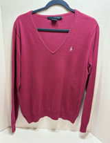 Ralph Lauren Sport Sweater Pink V Neck Pony Logo XL Cotton Blend Lightweight Photo 0