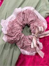 Anthropologie Pink Paisley Giant Oversized Lace Scrunchie Photo 0