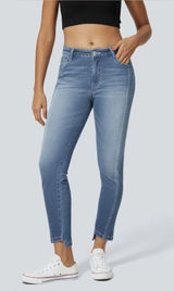 Halara Flex Mid Low Rise Zipper Pockets Casual Skinny Jeans | S Photo 0