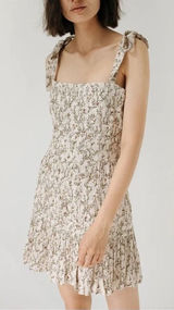 Sir The Label Alba Leaf Printed Mini Dress XS Tie Shoulder Straps Wedding Guest‎ Photo 0