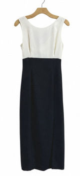 Vintage‎ Maggy London Colorblock Maxi Dress Black White Sheath Sz 4 Photo 0