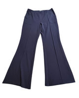 NYCC Women's Flare Leg Pants Size 10 Navy Blue Pintuck Seam Stretch Career Photo 0
