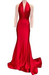 Jessica Angel 701 V-neck Halter Open Back Maxi Gown Red Size Small NWT Photo 0