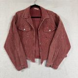 Altar'd State XS Corduroy Crop Jacket Pink Raw Hem Boho Autumn Western Cowgirl Photo 0