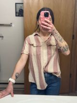 Ana A New Approach Striped button up short sleeve Photo 0