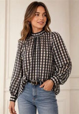 H&M Sheer High Neck Blouse, Size S Photo 0