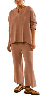 Free People Hailee Waffle Stitch Long Sleeve Top & Wide Leg Pants Set Size M Photo 0