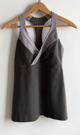 Lululemon Racerback Tank Top Gray Heather Striped‎ Trim Built In Bra Womens - 10 Photo 0