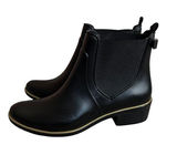 Kate Spade Black Rubber Chelsea Rain Boots Ankle Booties Gold Size 9 Women's Photo 0