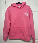 Pink Palm Puff Hoodie Sweatshirt Hawaii Hibiscus Women's Pink Size Small Photo 0