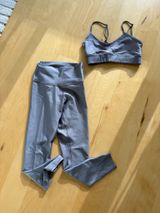 ALO Yoga Gray Seamless Sports Bra & High-Waist Leggings Set Photo 0