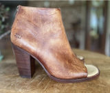 Bed Stu Bootie Handcrafted Cobbler Series Distressed Peep Toe Ankle Boots 9.5 Photo 0