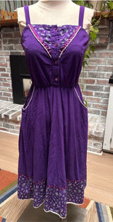 Vintage 70s purple prairie dress Gunne Sax style XS Photo 0