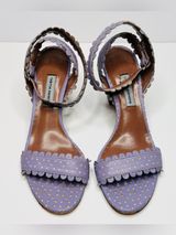 Tabitha Simmons Leticia Lavender Purple Perforated Leather Sandals Heels Shoes Photo 0