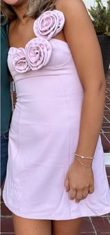 Peppermayo Light Pink One strap Mini dress with flowers. Slight staining on the inside Other than that great condition, worn once to Hoco! Photo 0
