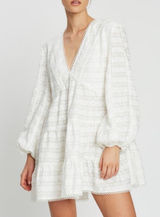 C/meo Collective Lie Awake Long Sleeve Ivory V Neck Dress Size Small EUC Photo 0