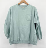 Aerie Good Vibes Medium Sage Oversized Heart Graphic Pocket Sweatshirt Pullover Photo 0