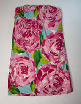 Lilly Pulitzer hot Pink first impression Floral rose Strapless Mini Dress size 4 Photo 0