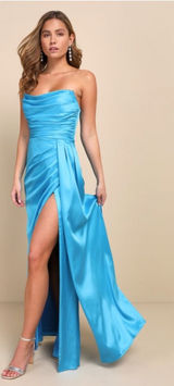 LULU's Sexy Prom Wedding Bridesmaid Elegant Satin Chic Retro Glamorous Gown Photo 0