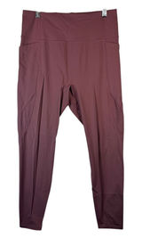 Yvette High Waist Leggings Workout Yoga Pants Pockets XL Mauve‎ Purple Photo 0