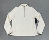 Eddie Bauer Bay Laurel 1/4 Zip Women S Coconut Milk Fleece Quilt Pullover NWT Photo 0