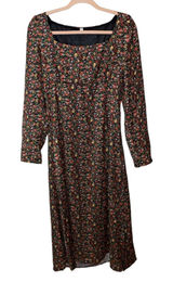 SHEIN Floral Midi Dress Long Sleeve Square Neck Cottagecore Large Photo 0